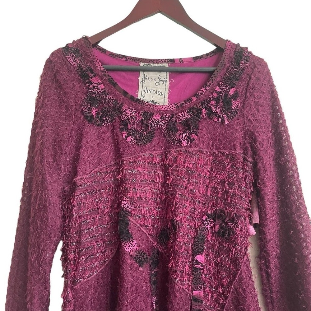 Jack & Jinger Women Lace Tunic Knit L Wine‎ Whimsigoth Asymmetrical Fairy Boho - Picture 6 of 10